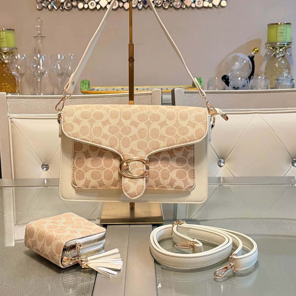 Elegant Beige and Tan Shoulder Bag